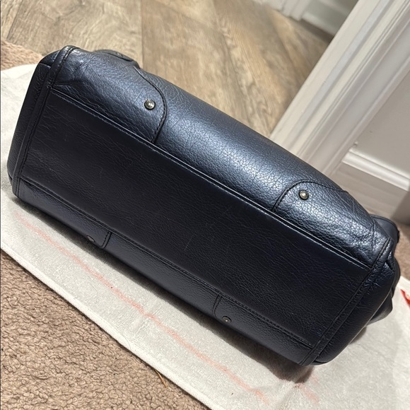 Metallic Navy Leather Coach Tote Bag - Picture 7 of 9